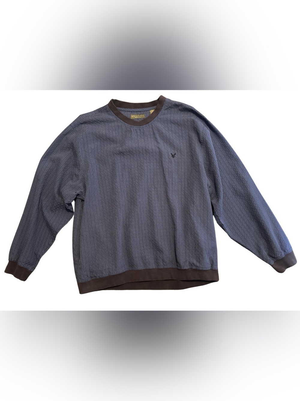 Lyle & Scott Y2K Windshirt Pullover XL Blue Plaid Rayon Blend Crewneck Jacket